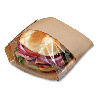 Dubl View Sandwich Bags, 2.35 mil, 9.5" x 5.75" x 2.75", Natural Brown/Clear, 500/Carton