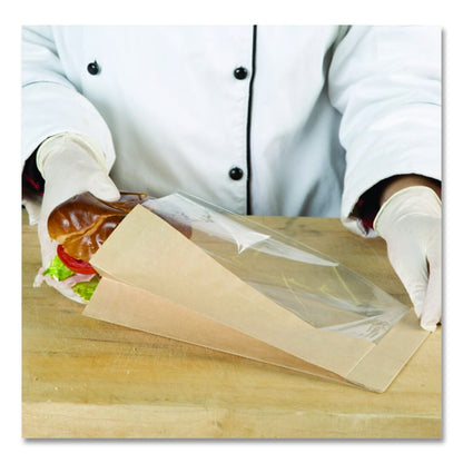 Dubl View Sandwich Bags, 2.35 mil, 9.5" x 5.75" x 2.75", Natural Brown/Clear, 500/Carton