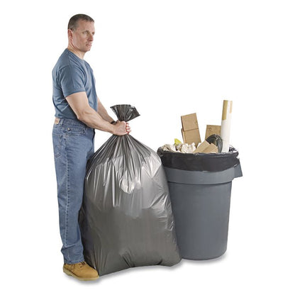 Can Liners, 45 gal, 1.55 mil, 39" x 46", Gray, 10 Bags/Roll, 5 Rolls/Carton