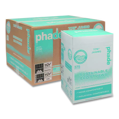 Marine Biodegradable Straws, 7.75", PHA, Ocean Blue, Wrapped, 375/Box, 10 Boxes/Carton
