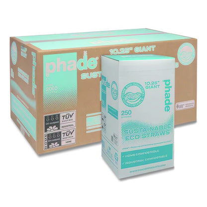 Marine Biodegradable Straws, 10.25", PHA, Ocean Blue Color, Wrapped, 250/Box, 8 Boxes/Carton