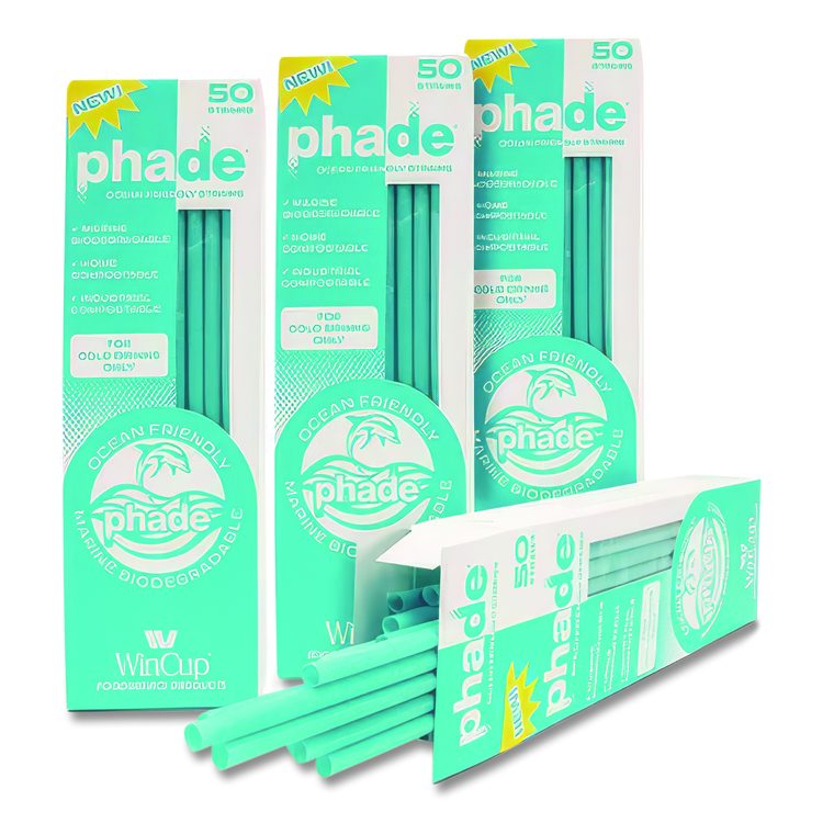 Marine Biodegradable Straws, 8.5", PHA, Ocean Blue, Wrapped, 300/Box, 4 Boxes/Carton