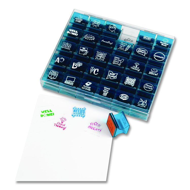 Teacher Stamps, Assorted Messages, 1.5" x 1.5", 30 Stamps