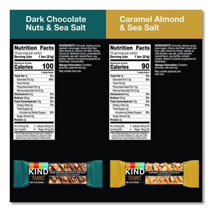 Thins Dark Chocolate Nuts and Sea Salt/Caramel Almond and Sea Salt Variety Pack, 0.74 oz Bar, 20/Box