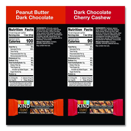 Thins Peanut Butter Dark Chocolate and Dark Chocolate Cherry Cashew Variety Pack, 0.74 oz Bar, 20/Box