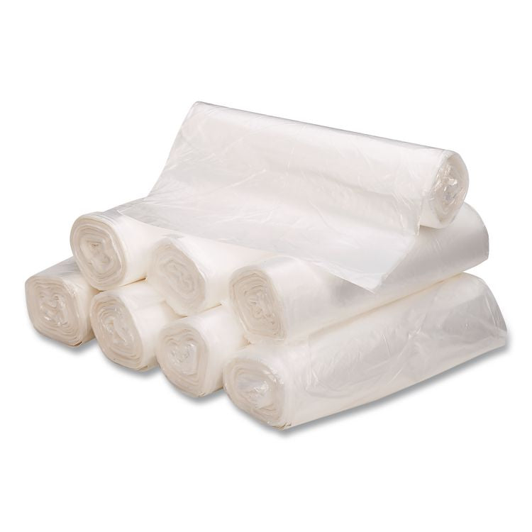 Waste Can Liners, 30 gal, 8 mic, 30" x 36", Natural, 25 Bags/Roll, 20 Rolls/Carton