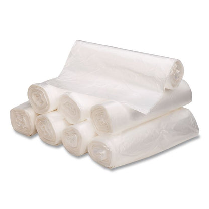 Linear Low-Density Can Liners, 16 Gallon, 0.6 mil, 24" x 33", Clear, 25 Bags/Roll, 20 Rolls/Carton