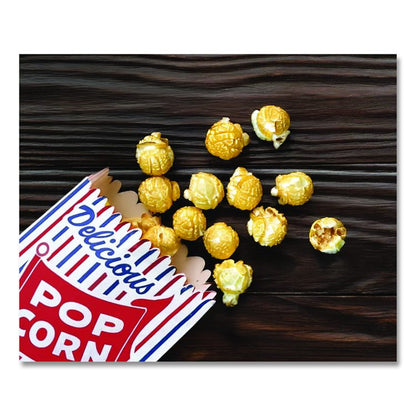 Pinch-Bottom Paper Popcorn Bag, Delicious Popcorn: Circus Clown Icon Labeling, 4" x 1.5" x 8", Red/White/Blue, 1,000/Carton