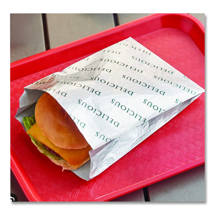Foil/Paper/Honeycomb Insulated Bag, Delicious Labeling, 8" x 2" x 6", White, 1,000/Carton