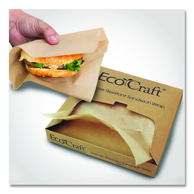 EcoCraft Grease-Resistant Paper Wraps and Liners, 12 x 12, Natural, 1,000/Box, 5 Boxes/Carton