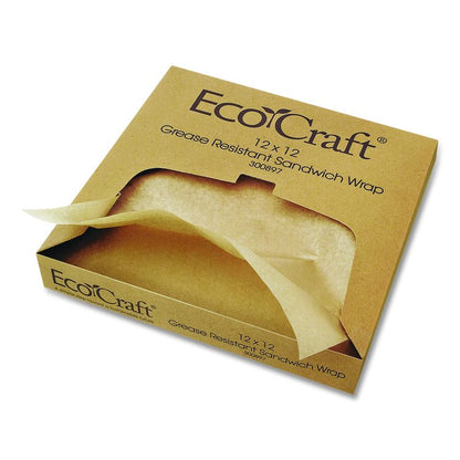 EcoCraft Grease-Resistant Paper Wraps and Liners, 14 x 14, Natural, 1,000/Box, 4 Boxes/Carton