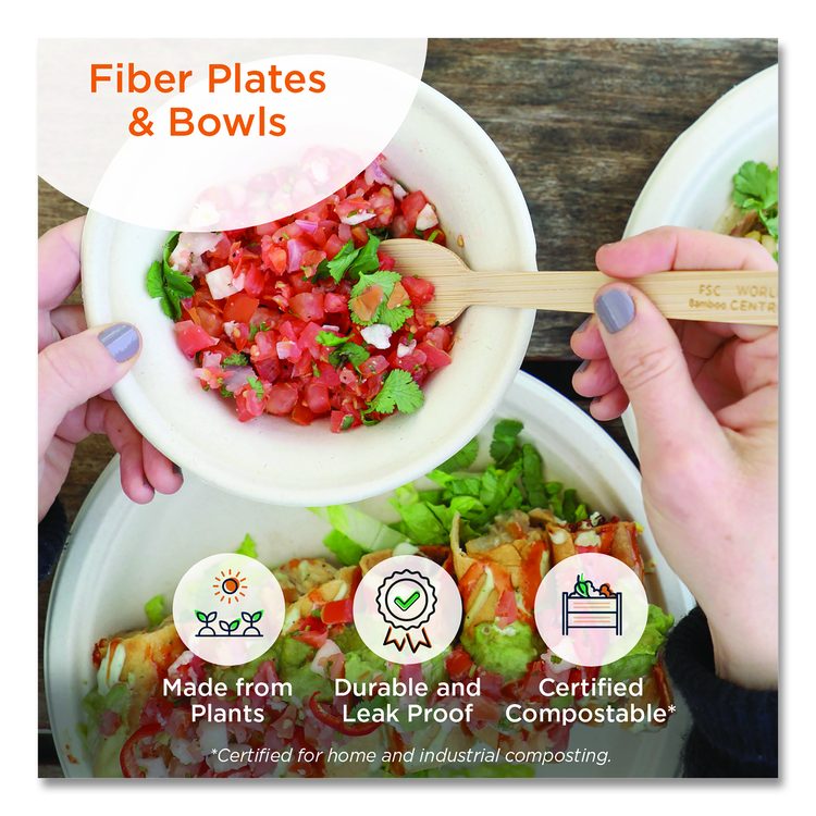 Fiber Lids for Fiber Barrel Bowls, 4.7" Diameter, Natural, Paper, 500/Carton