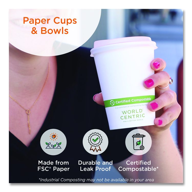 Paper Bowls, 32 oz, 4.4" Diameter x 5.8" h, White, 500/Carton