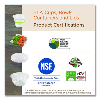 PLA Lids for Fiber Burrito Bowls, 9.7" Diameter, Clear, Plastic, 300/Carton