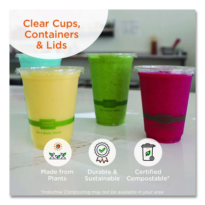 PLA Lids for Fiber Burrito Bowls, 9.7" Diameter, Clear, Plastic, 300/Carton