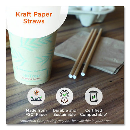 Sustainable Kraft Paper Straws, 8", 6,000/Carton