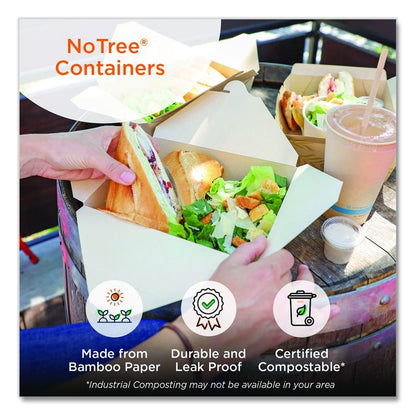 No Tree Folded Takeout Containers, 50 oz, 6.2 x 8.5 x 1.85, Natural, Sugarcane, 200/Carton