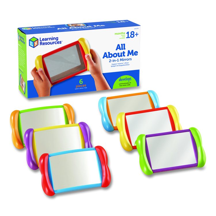All About Me 2-in-1 Mirrors, Ages 18 Months and Up, Assorted Colors, 6 Pieces