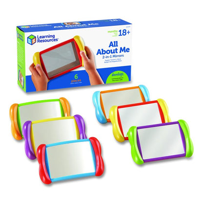 All About Me 2-in-1 Mirrors, Ages 18 Months and Up, Assorted Colors, 6 Pieces