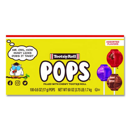 Tootsie Pops, Assorted Original Flavors, 0.6 oz Lollipops, 100/Box