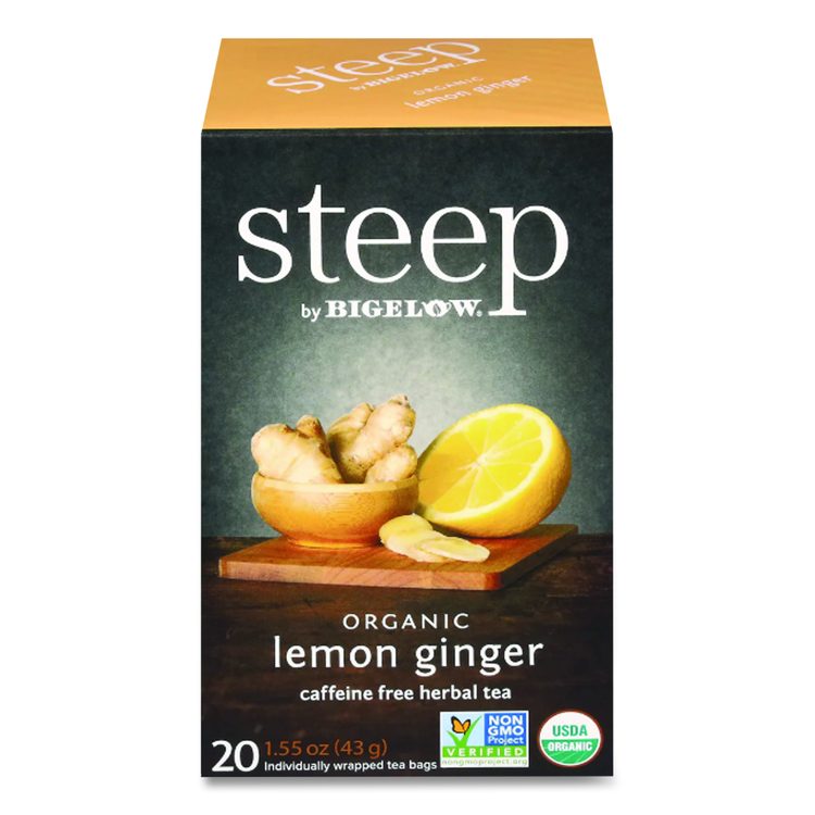 steep Tea, Lemon Ginger, 1.6 oz Tea Bag, 20/Box