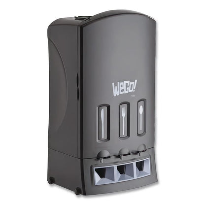 Trio Utensil Dispenser, Holds 100 Forks/100 Knives/100 Spoons, 13.39 x 15.75 x 23.62, Black