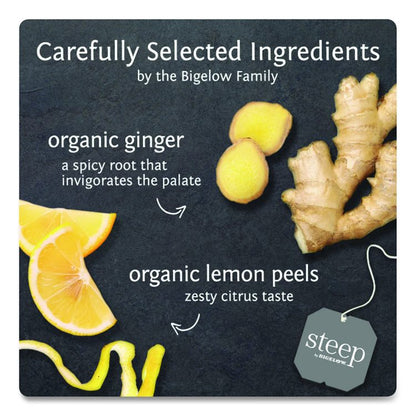 steep Tea, Lemon Ginger, 1.6 oz Tea Bag, 20/Box