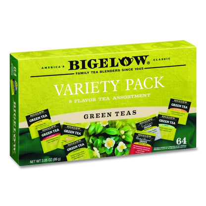 Green Tea Assortment, Tea Bags, 64/Box, 6 Boxes/Carton