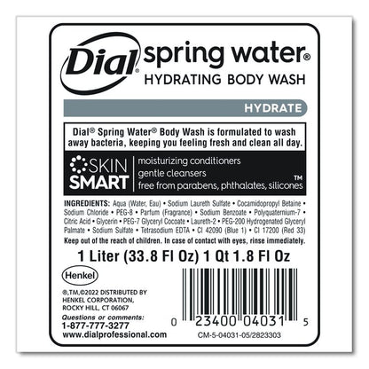 Body Wash Refill for 1 L Liquid Dispenser, Spring Water Scent, 1 L, 8/Carton