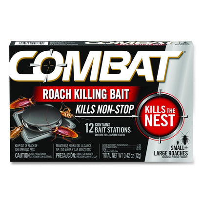 Roach Bait Insecticide, for Small and Large Roaches, 0.42 oz, 12 Bait Stations