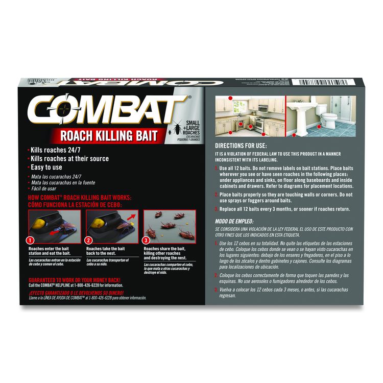 Roach Bait Insecticide, for Small and Large Roaches, 0.42 oz, 12 Bait Stations