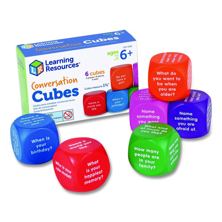 Conversation Cubes, Ages 6 and Up, Assorted Colors, 6 Pieces