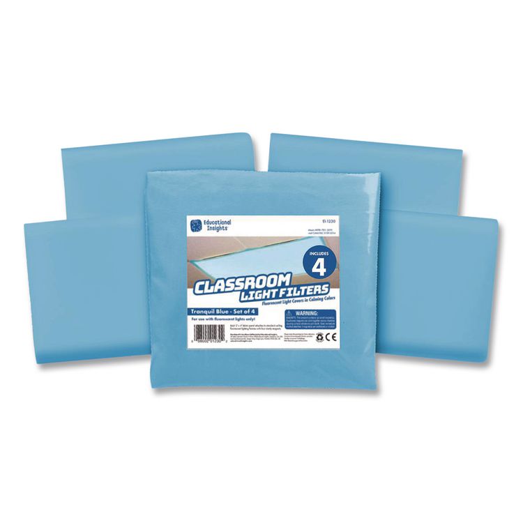 Fluorescent Light Filter Covers, Rectangular, 2 ft x 4 ft, Tranquil Blue, 4 Covers
