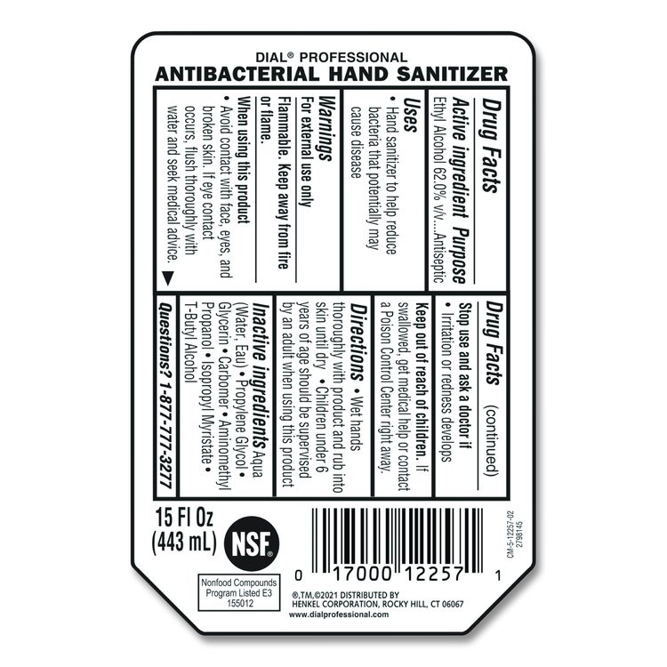 Antibacterial Gel Hand Sanitizer Refill for Versa Dispenser, Fragrance-Free, 15 oz, 6/Carton