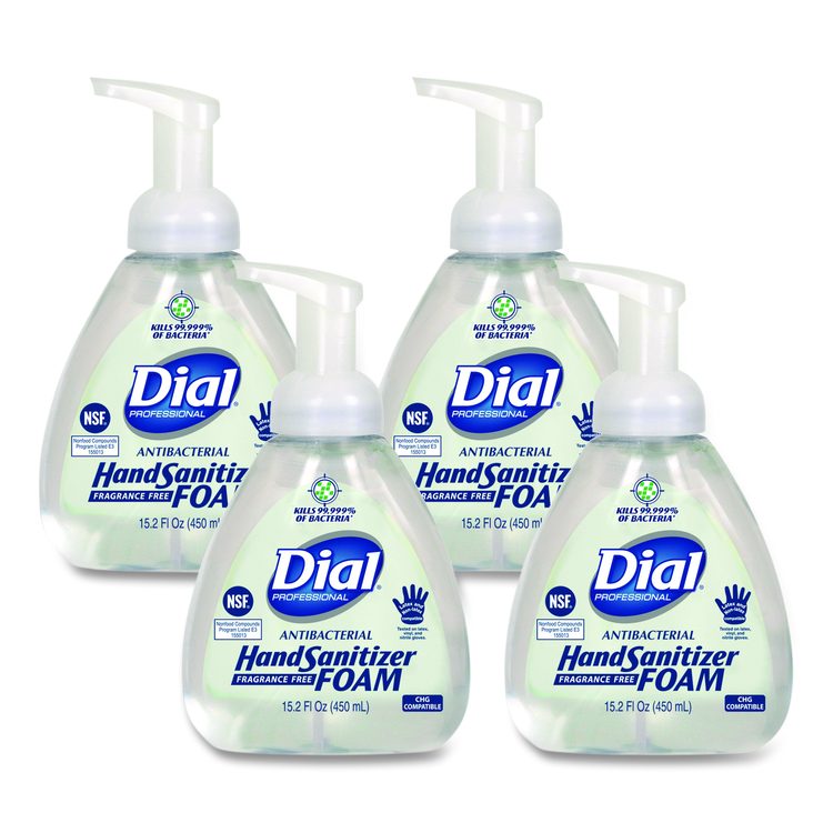 Antibacterial Foam Hand Sanitizer, 15.2 oz Pump Bottle, Fragrance-Free, 4/Carton