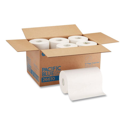 SofPull Hardwound Paper Towel Roll, Nonperforated, 1-Ply, 9" x 400 ft, White, 6 Rolls/Carton