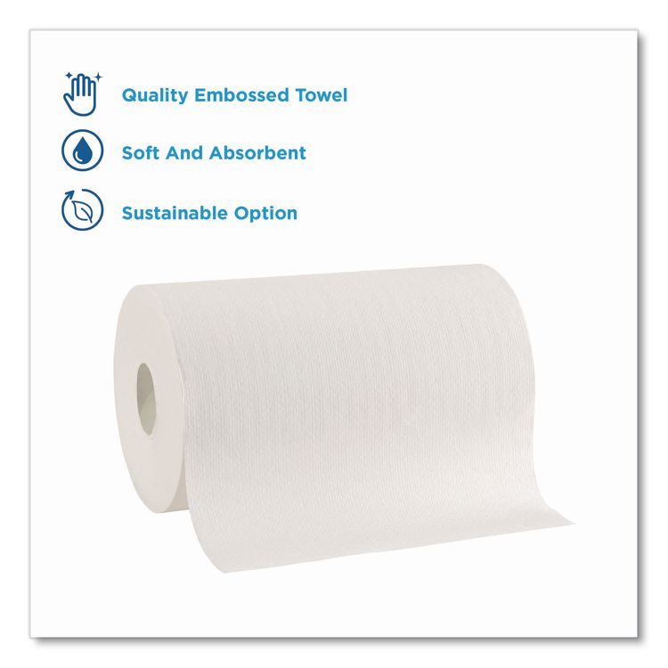 SofPull Hardwound Paper Towel Roll, Nonperforated, 1-Ply, 9" x 400 ft, White, 6 Rolls/Carton