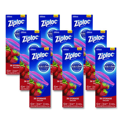 Double Zipper Storage Bags, Triple System Seal, Gallon, 1.75 mil, 10.56" x 10.75", Clear, 38 Bags/Box, 9 Boxes/Carton