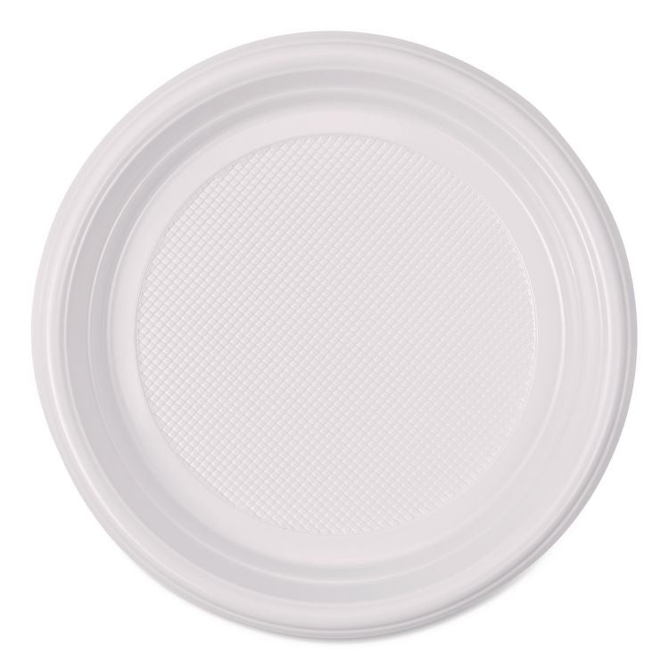 Hi-Impact Plastic Dinnerware, Plate, 6" dia, White, 1,000/Carton