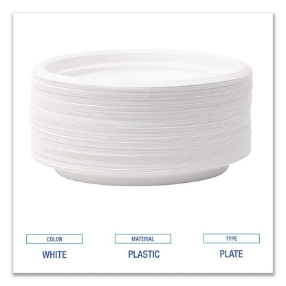 Hi-Impact Plastic Dinnerware, Plate, 6" dia, White, 1,000/Carton