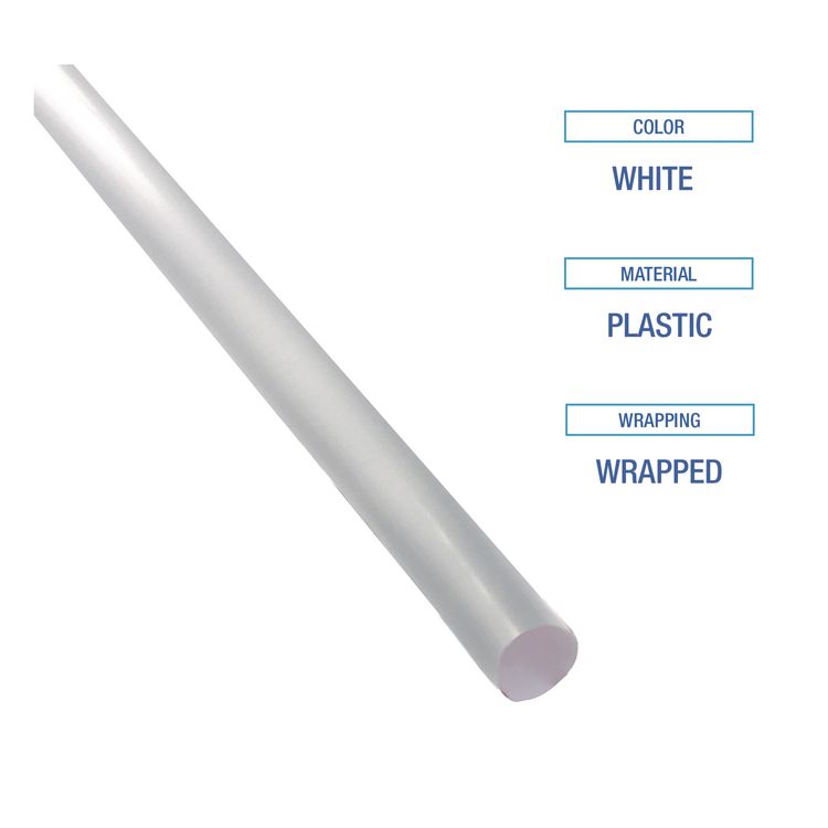 Wrapped Giant Straws, 10.25", Polypropylene, Clear, 100/Pack, 10 Packs/Carton