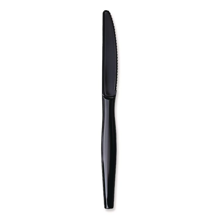 Heavyweight Wrapped Polypropylene Cutlery, Knife, Plastic, Black, 1,000/Carton