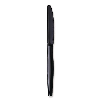Heavyweight Wrapped Polypropylene Cutlery, Knife, Plastic, Black, 1,000/Carton
