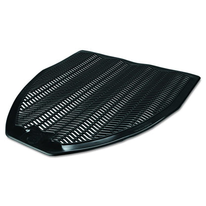 Disposable Urinal Floor Mat, Shield-Shaped, Fresh Blast Scent, Black Non-Slip Perforated Surface, 17.5" x 20.38", 6/Carton