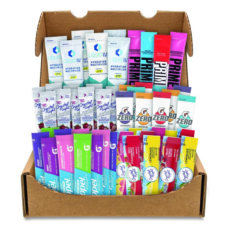 Drink Mixes Snack Box, 50 Assorted Mixes/Box