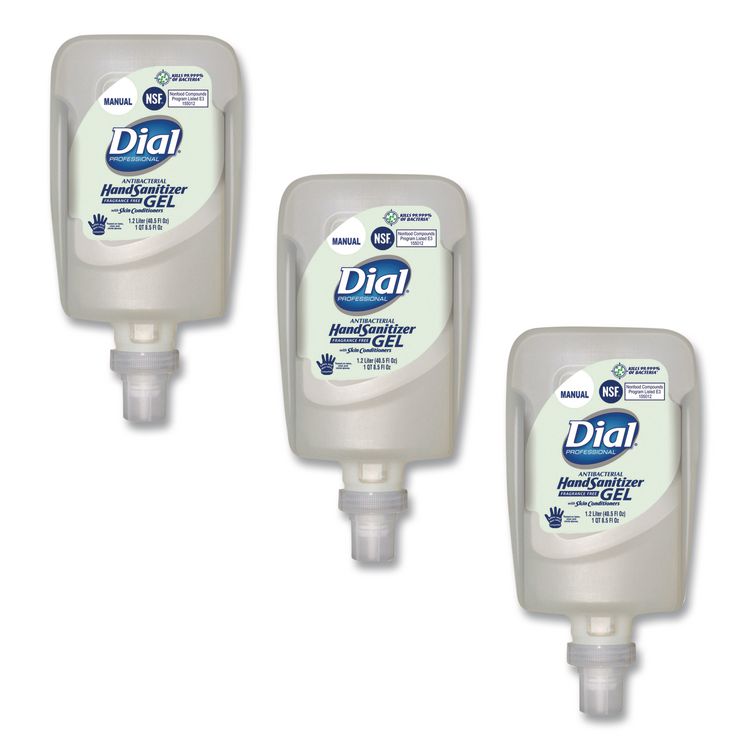 Antibacterial Gel Hand Sanitizer Refill for FIT Manual Dispenser, 1.2 L, Fragrance-Free, 3/Carton