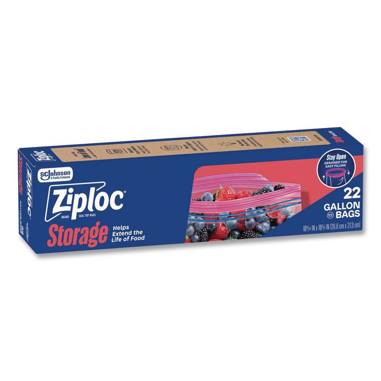 Double Zipper Storage Bags, Triple System Seal, Gallon, 1.75 mil, 9.6" x 12.1", Clear, 22 Bags/Box, 12 Boxes/Carton