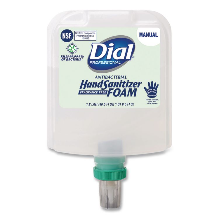 Antibacterial Foaming Hand Sanitizer Refill for Dial 1700 Dispenser, 1.2 L Refill, Fragrance-Free, 3/Carton