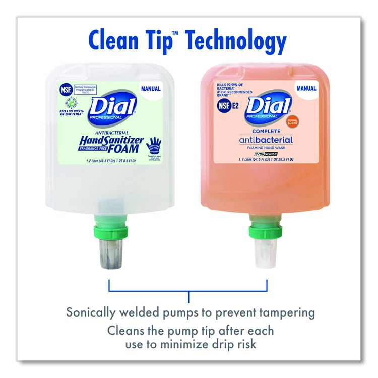 Antibacterial Foaming Hand Sanitizer Refill for Dial 1700 Dispenser, 1.2 L Refill, Fragrance-Free, 3/Carton