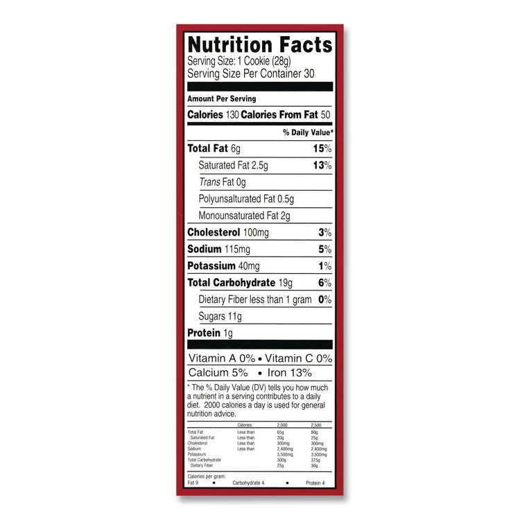 Milk Chocolate Chip Cookies, 1 oz, Individually Wrapped Pack, 30/Carton